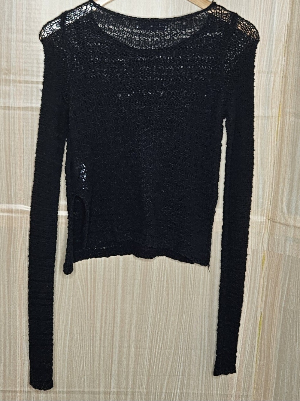 Abercrombie Kids girls black long sleeve open knit sweater 12